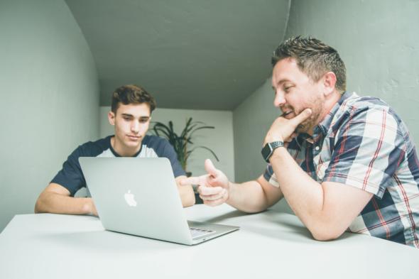 father teaching son