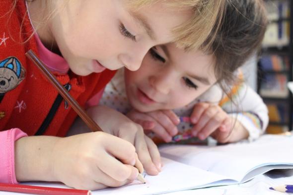 students learning