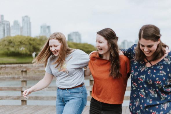 three happy women