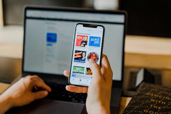 looking at news using a phone