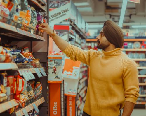 man taking processed food