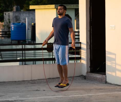 person using a skipping rope