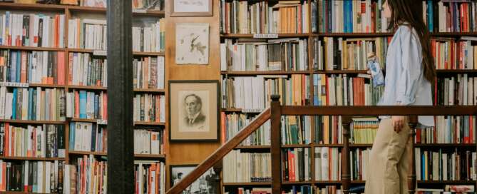 Young person in library