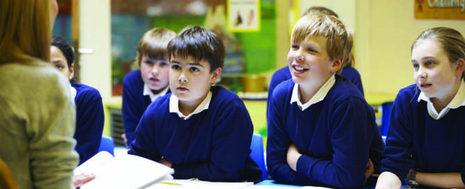 School kids in classroom